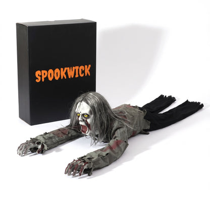 Spookwick crawling zombie Halloween prop with its box
